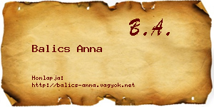 Balics Anna névjegykártya